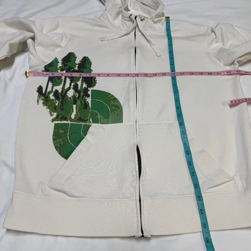 The North‎ Face Men’s Full Zip Hoodie Large White Trees Graphic GUC